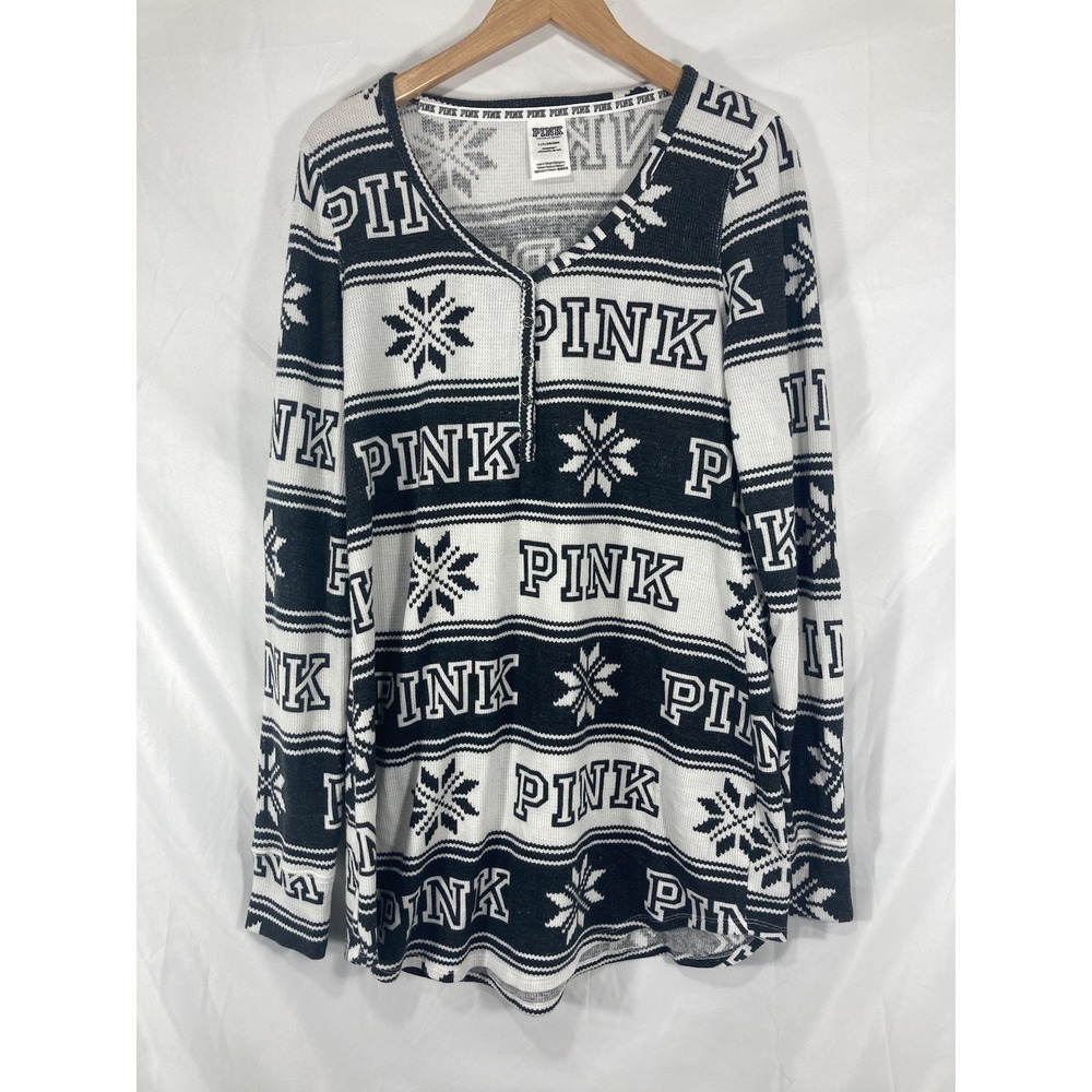 Victorias Secret women's Large longsleeve sleepshirt, soft & Cute Snowflake